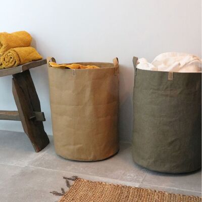 SIZO Washable Paper Storage Basket Mud Ø35 cm x H 45 cm