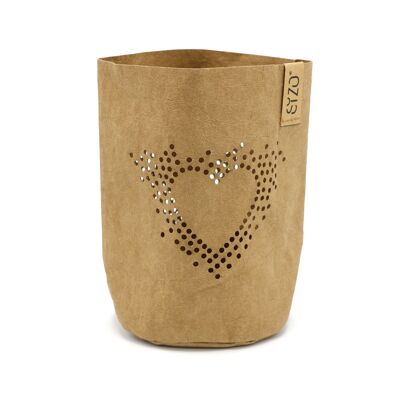 SIZO Paper LED light holder "Heart" Natural Ø11 x h. 16 cm