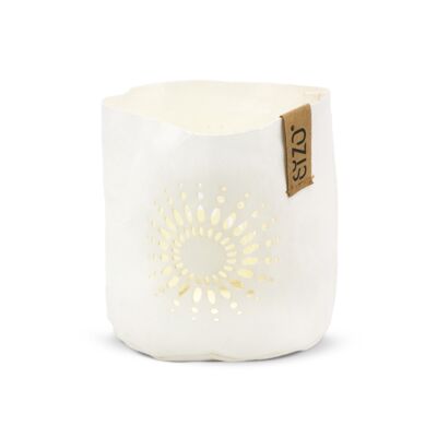 SIZO Paper LED-Lichthalter „Mandala“ Weiß Ø11 x h. 11 cm