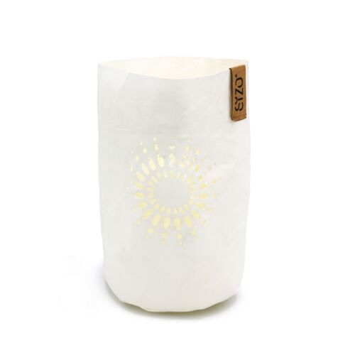 SIZO Paper LED light holder "Mandala" White Ø11 x h. 16 cm