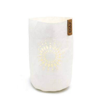 Support lumineux LED SIZO Paper "Mandala" Blanc Ø11 x h. 16 cm