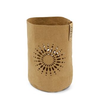 SIZO Porte-lampe LED en papier "Mandala" Naturel Ø11 x h. 16cm 1