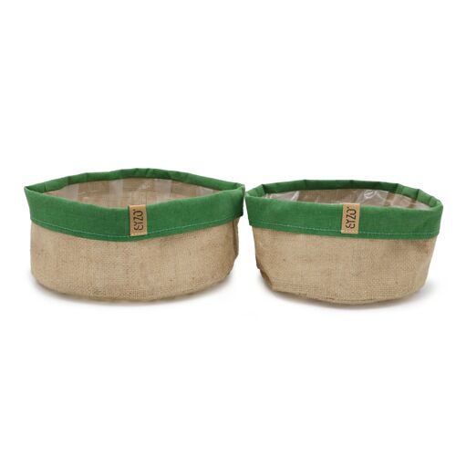 SIZO Jute Bag with green linen edge with waterproof biodegradable liner