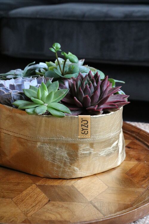 SIZO Paper Bag Gold with waterproof biodegradable liner black, gold, silver Ø25/H10 cm