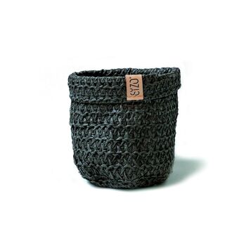 SIZO Sac en papier tricoté Noir avec doublure biodégradable imperméable 13 x 13 cm 2