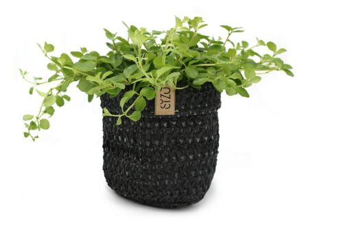 SIZO Knitted Paper Bag Black with waterproof biodegradable liner 13 x 13 cm