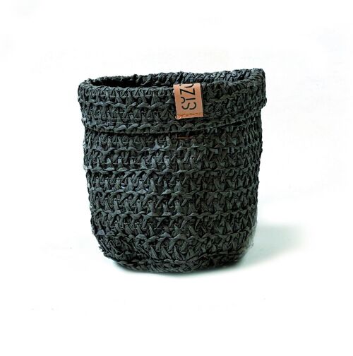 SIZO Knitted Paper Bag Black with waterproof biodegradable liner 15 x 15 cm