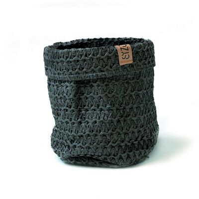SIZO Knitted Paper Bag Black with waterproof biodegradable liner 20 x 20 cm