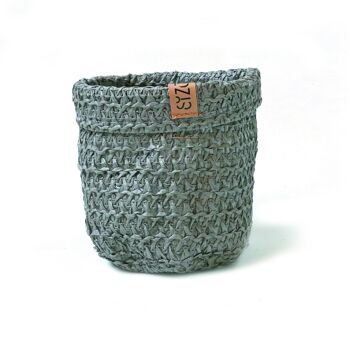 Sac en papier tricoté SIZO Gris avec doublure imperméable biodégradable 15 x 15 cm 2