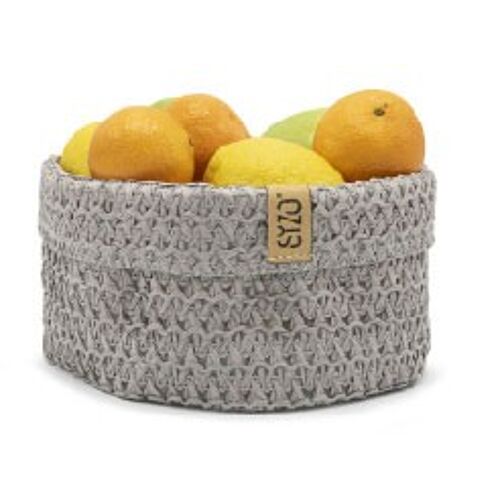 SIZO Knitted Paper Bag Gray with waterproof biodegradable liner Ø20 x H10 cm