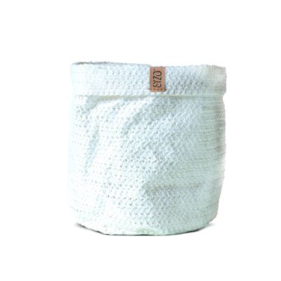 SIZO Knitted Paper Bag White with waterproof biodegradable liner 20 x 20 cm