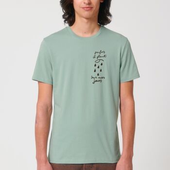 Almond green t-shirt "Sometimes it rains on my cheeks" organic cotton 5