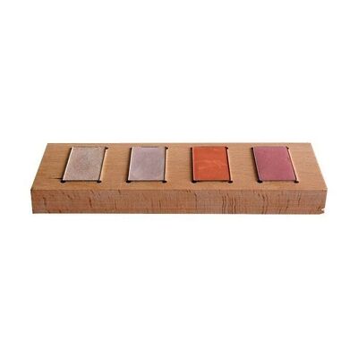 Wooden tester display for blushes/correctors/highlighters and refills (in cardboard packaging)