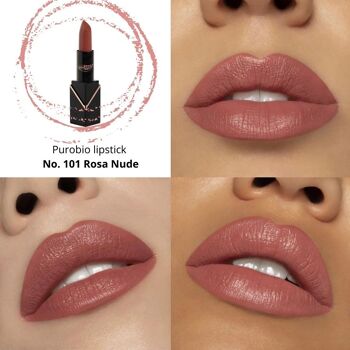 puroBIO Rouge à lèvres semi-mat 101 - Rosa Nude - pack 5