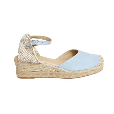 Natural Jute Wedge Espadrille with 3 Strings in AGUAMAR Color