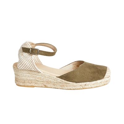 Natural Jute Wedge Espadrille with 3 Strings in MOSS Color