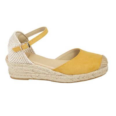 Espadrillas con zeppa in juta naturale con 3 corde in colore OCRE