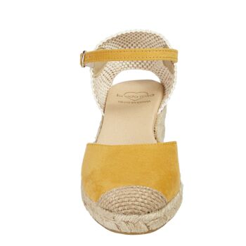 Espadrille compensée en jute naturel avec 3 cordes de couleur OCRE 3