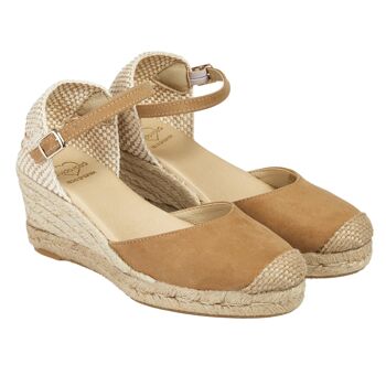 Espadrille compensée en jute naturel avec 5 cordes de couleur SABLE 1