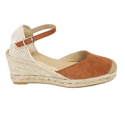 Espadrille compensée en jute naturel avec 5 cordes de couleur CAMEL