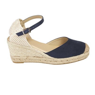 Natural Jute Wedge Espadrille with 5 Strings in NAVY Color