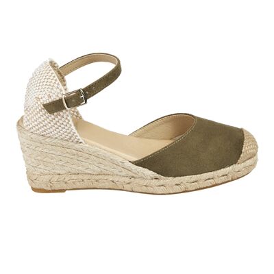 Espadrillas con zeppa in juta naturale con 5 corde in colore MOSS