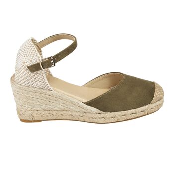 Espadrille compensée en jute naturel avec 5 cordes de couleur MOSS 1