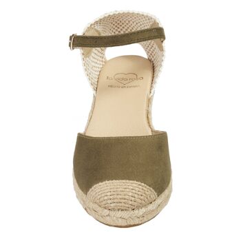 Espadrille compensée en jute naturel avec 5 cordes de couleur MOSS 2