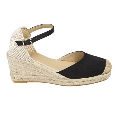 Espadrillas con zeppa in juta naturale con 5 corde in colore NERO