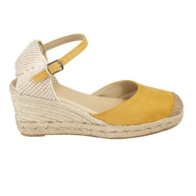 Espadrillas con zeppa in juta naturale con 5 corde in colore OCRE