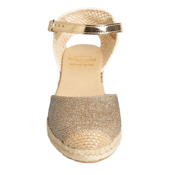 Espadrille compensée en jute naturel avec 5 cordes de couleur OR 3