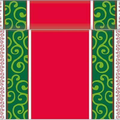 Camino de mesa Melissa en rojo-verde de Linclass® Airlaid 40cm x 4,80m, 1 pieza