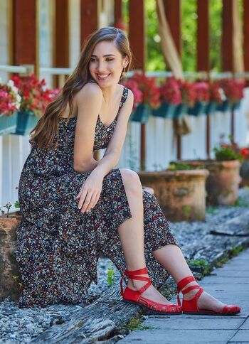 Sandales en cuir élégantes rouges pour l'été 1