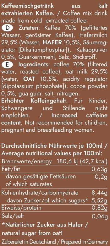Cold Brew Coffee - OAT MILK MOCCA - Nitro Infused - uniquement pour les clients en Allemagne 4