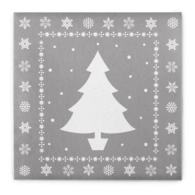 Napkin White Tree in silver from Linclass® Airlaid 40 x 40 cm, 12 pieces