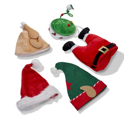5 Christmas Hats, Hilarious Novelty Festive Hats for Fancy Dress & Christmas Parties