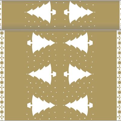 Table runner White Tree in gold made of Linclass® Airlaid 40cm x 4.80m, 1 piece