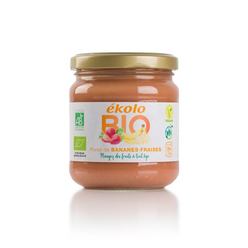 Puré de Plátano y Fresa ecológicos, 6 ud. x 200g