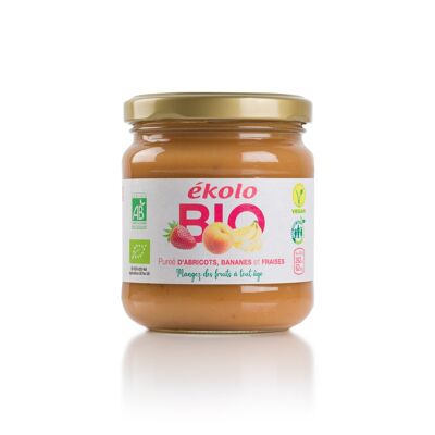 Purée de pêche, banane et fraise biologique, 6 unités. x 200g