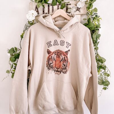 Sudadera con capucha fácil del tigre | Sudadera Easy Tiger - Crema