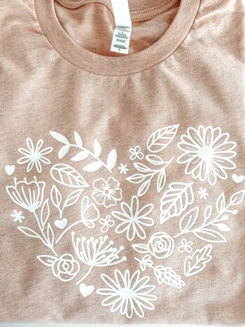 T-Shirt Fleur Coeur - Pêche 3