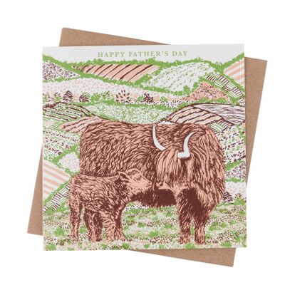 Carte de fête des pères Highland Cow