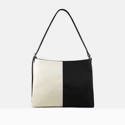 Sac bandoulière Bianca noir et blanc avec bandoulière ajustable en cuir