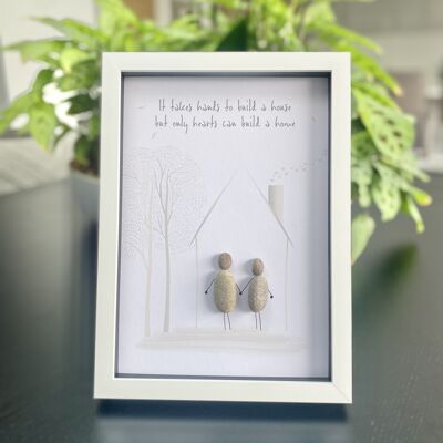 PEBBLE ARTWORK GIFT |  It takes hands to build a house but only hearts can build a home