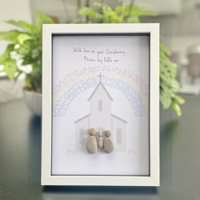 PEBBLE ARTWORK GIFT - With love on your Christening... Dream big little one