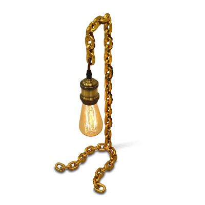 Handcrafted Industrial Chain Desk Lamp Gold