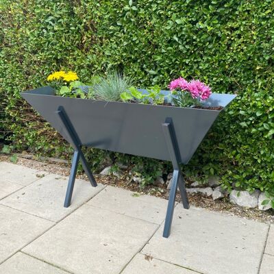 Elevated Metal Trough Planter Grey