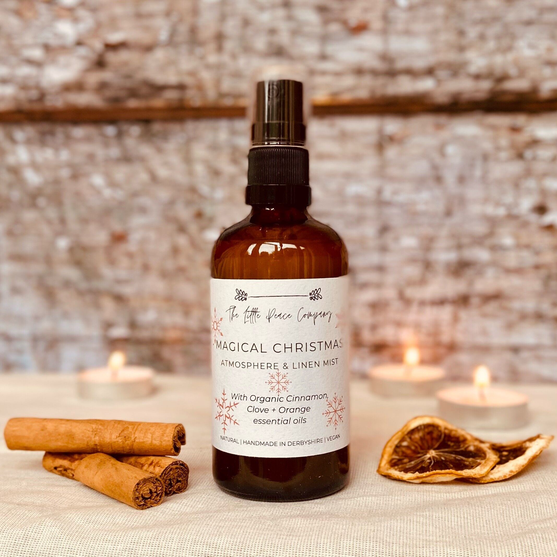 Bruma de aceite esencial de lino y habitación "Navidad mágica" festiva