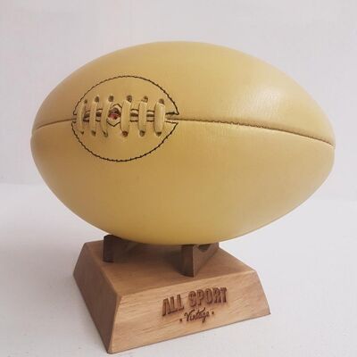 Vintage Beige Leather Rugby Ball.