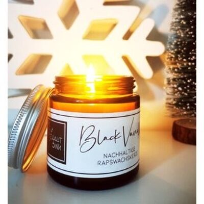 Black Vanilla rapeseed wax candle small